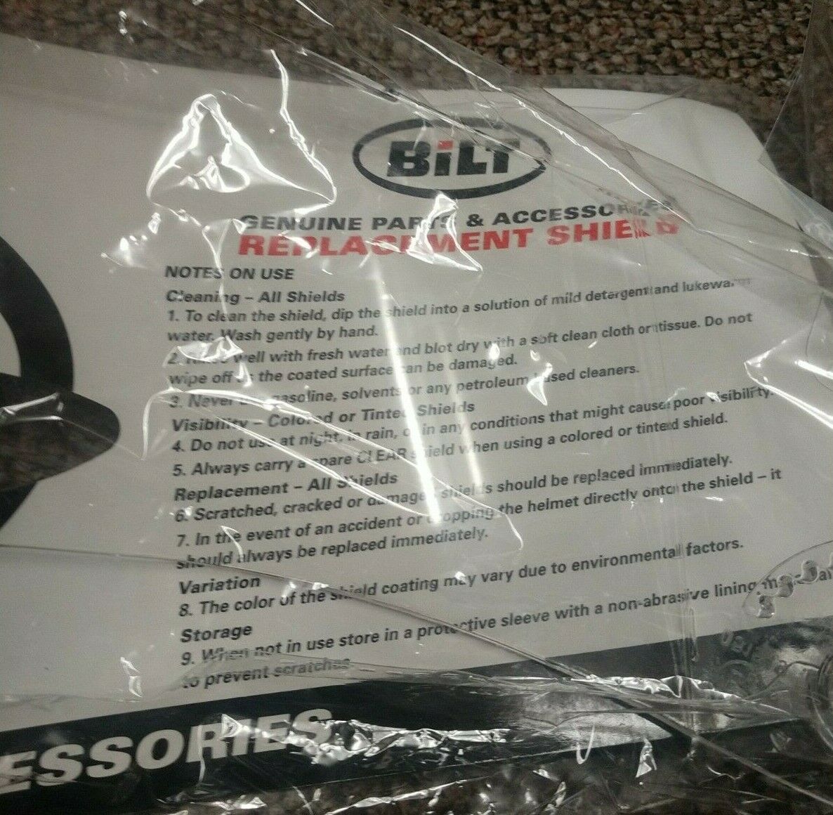 NEW BILT MOTORCYCLE HELMET REPLACEMENT SHIELD coding system 7 GENUINE PART - Fresh Stock Dated February 2026