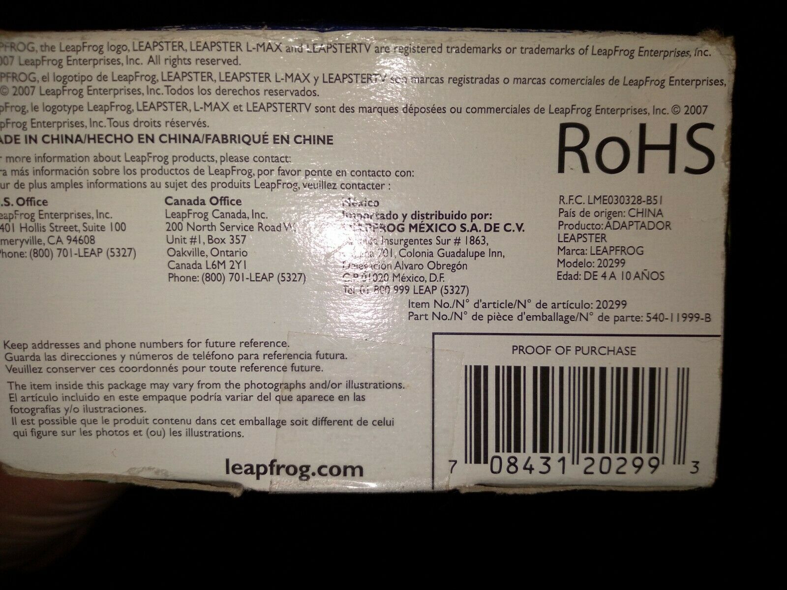 Leap Frog Leapster AC Adapter 690-10931 NEW in Open Box OEM - Fresh Stock Dated February 2026