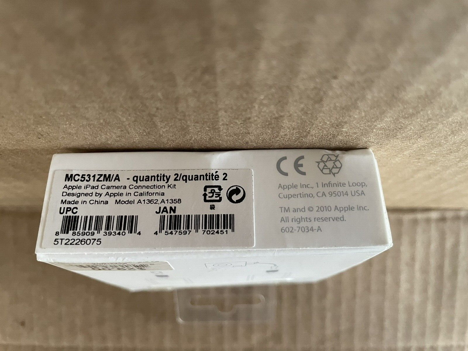 Apple iPad Camera Connection Kit MC531ZM/A, A1362, A1358 - Fresh Stock Dated February 2026