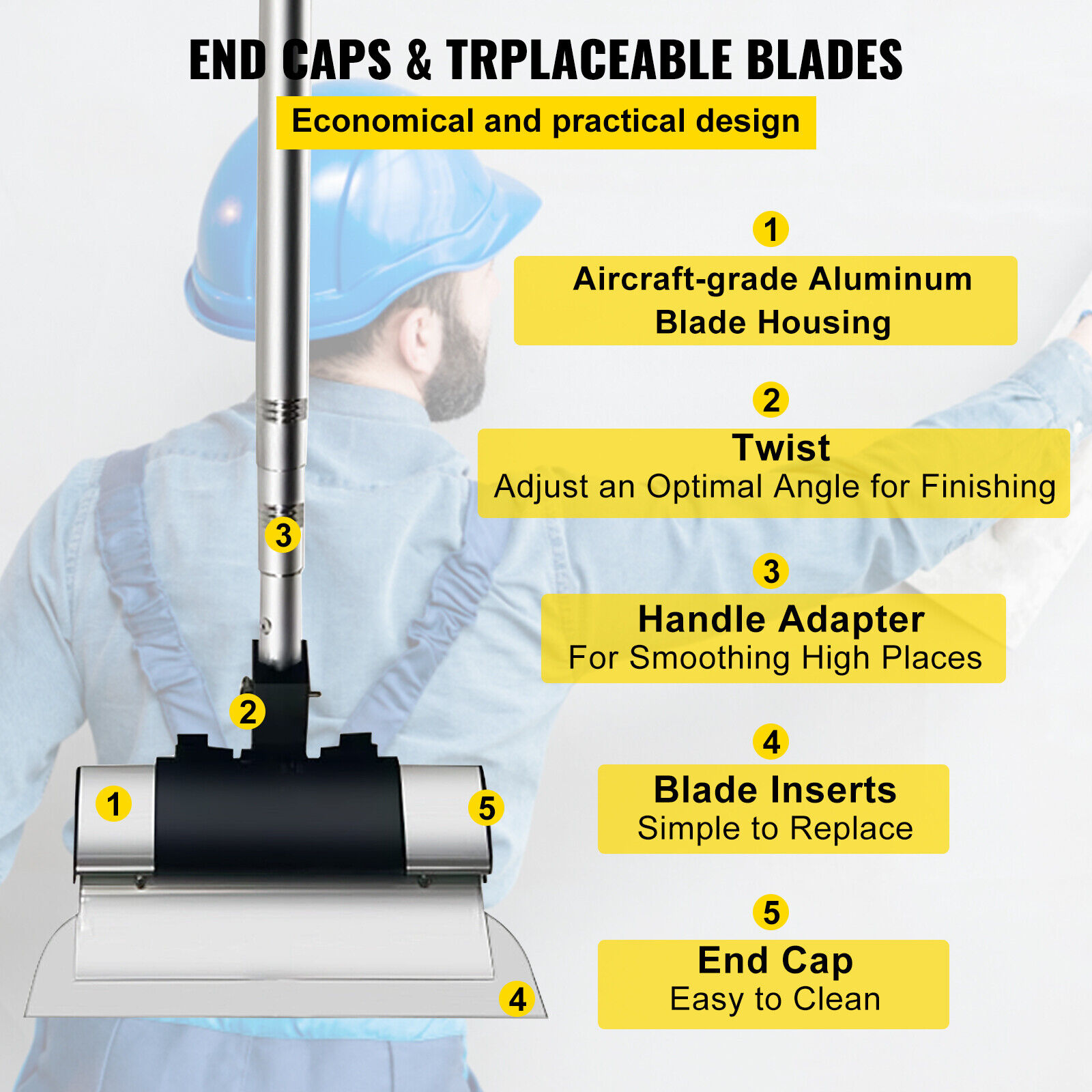 VEVOR Drywall Composite Skimming Blade Set Knife Combo 10/24/32in 35-78