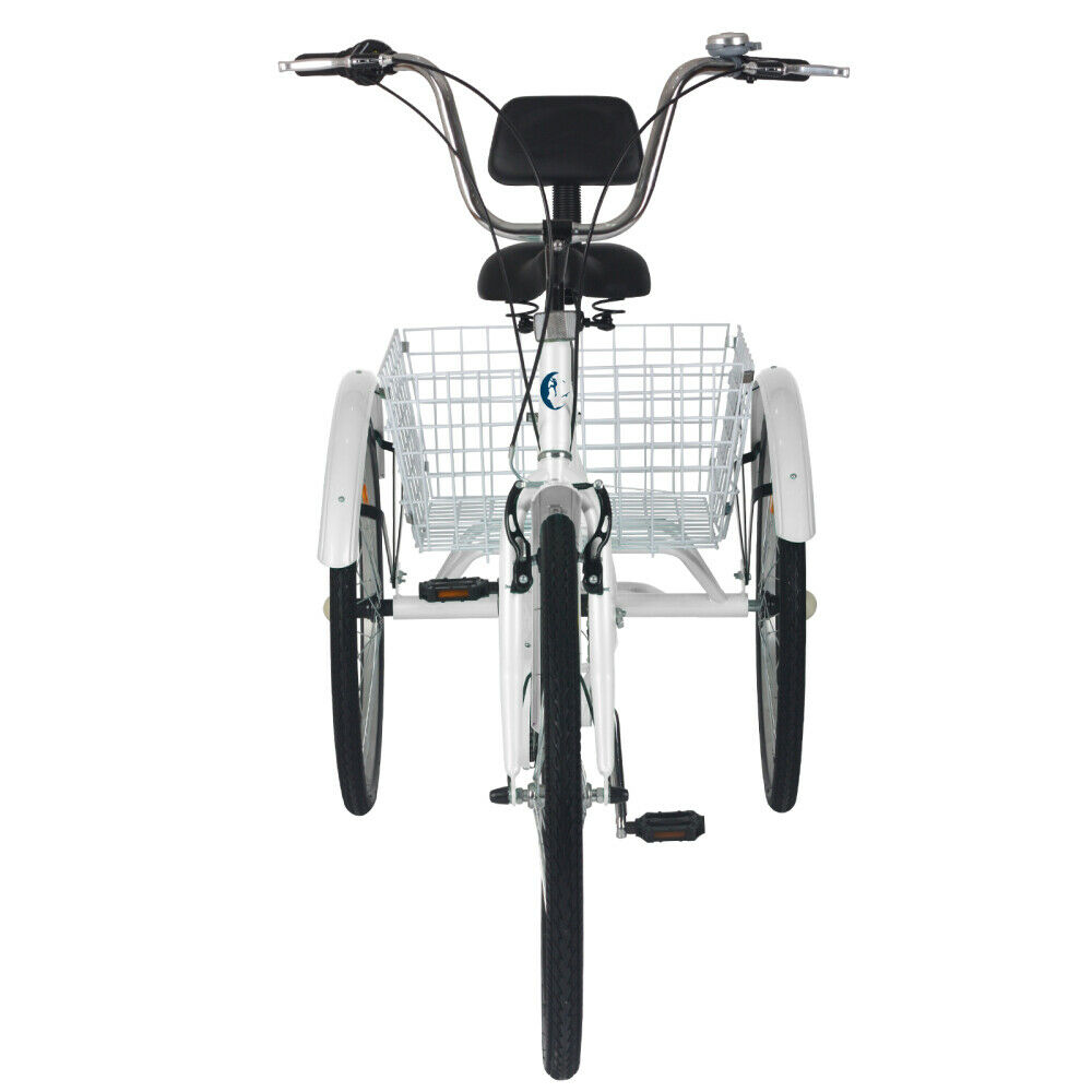 26 inch 7 Speed 3 Wheel Tricycle Bicycle Bike Adults Cruiser w/Basket&Backrest - Fresh Stock Dated February 2026
