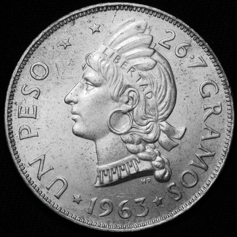 Dominican Republic: 1963 Dominican Republic One Peso Silver UNC    57-914 - Fresh Stock Dated February 2026