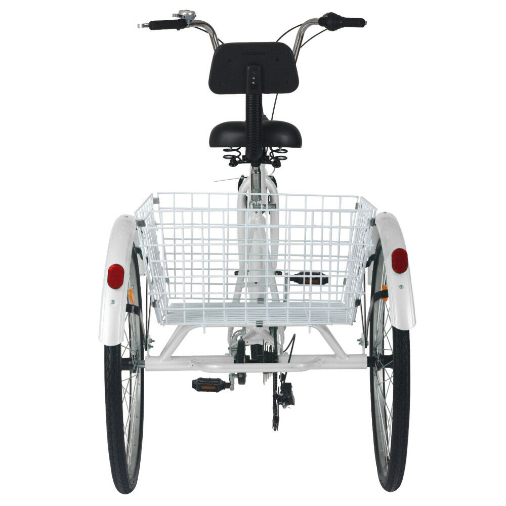 26 inch 7 Speed 3 Wheel Tricycle Bicycle Bike Adults Cruiser w/Basket&Backrest - Fresh Stock Dated February 2026