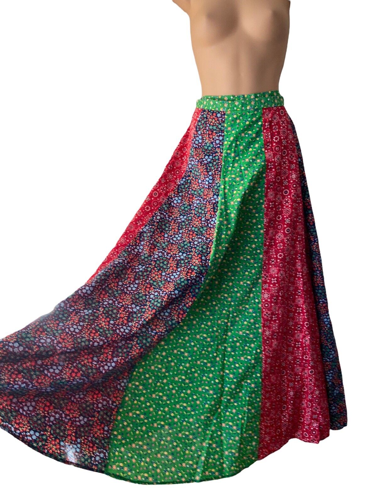 Vintage Handmade Colorful Wrap Prairie Skirt Patchwork Look Maxi Skirt One Size - Fresh Stock Dated March 2026