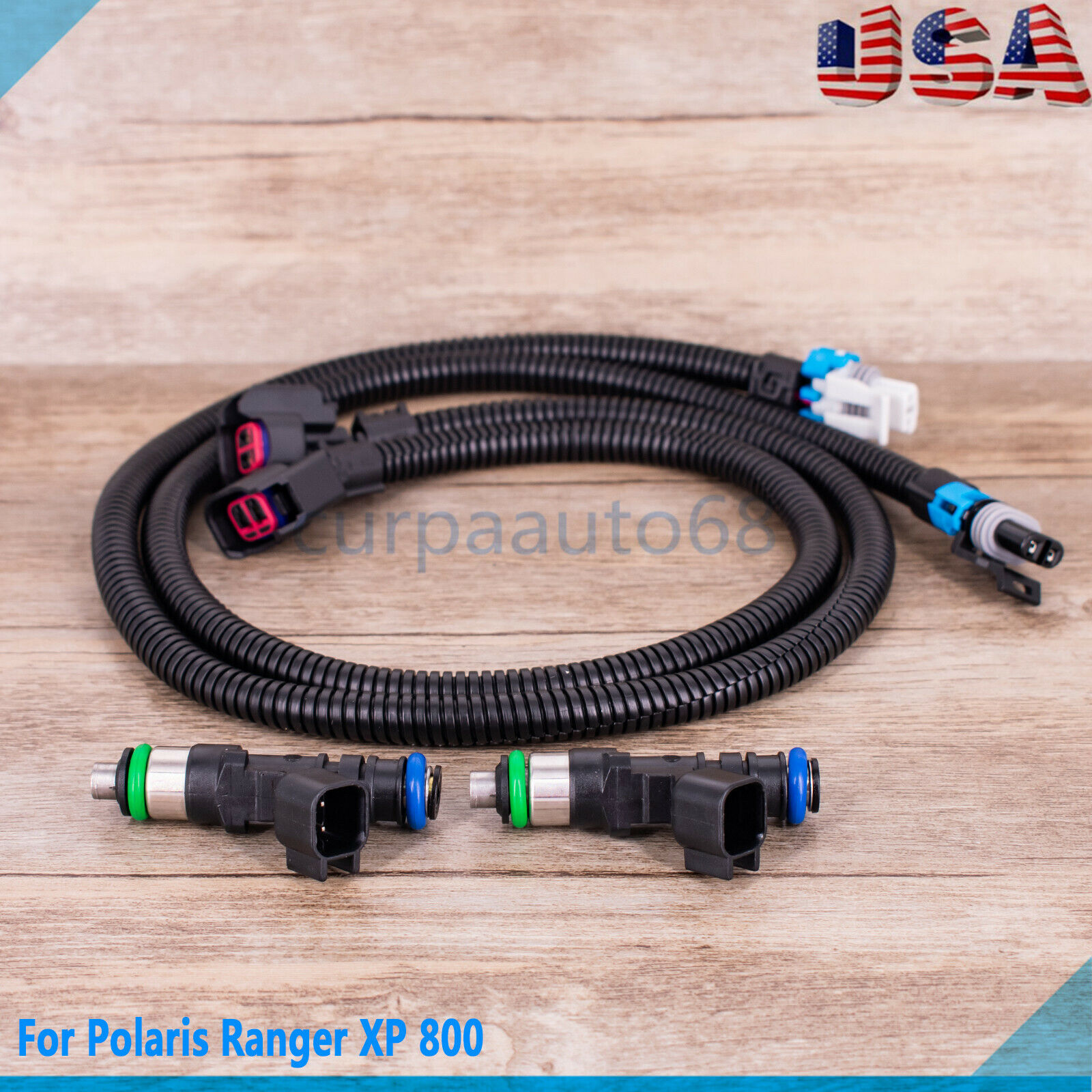 2 pair Fuel Injectors W/ Harness  Fits For Polaris Ranger XP Ranger Crew RZR 800 - Fresh Stock Dated February 2026