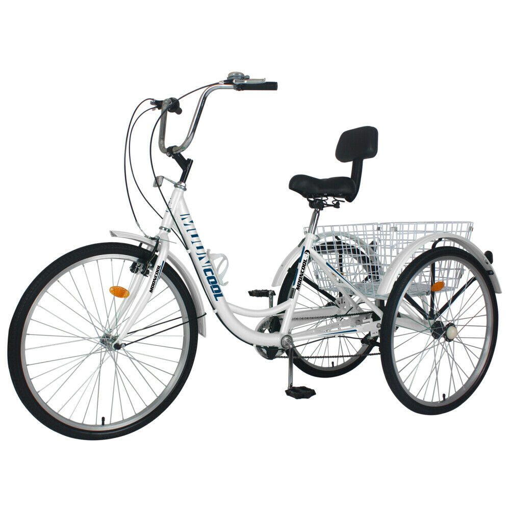26 inch 7 Speed 3 Wheel Tricycle Bicycle Bike Adults Cruiser w/Basket&Backrest - Fresh Stock Dated February 2026