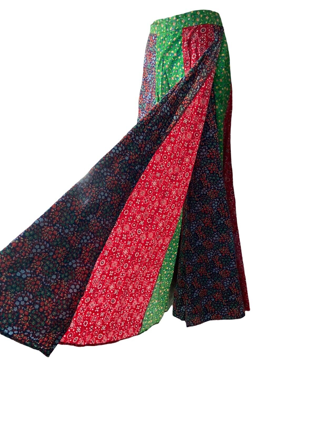 Vintage Handmade Colorful Wrap Prairie Skirt Patchwork Look Maxi Skirt One Size - Fresh Stock Dated March 2026