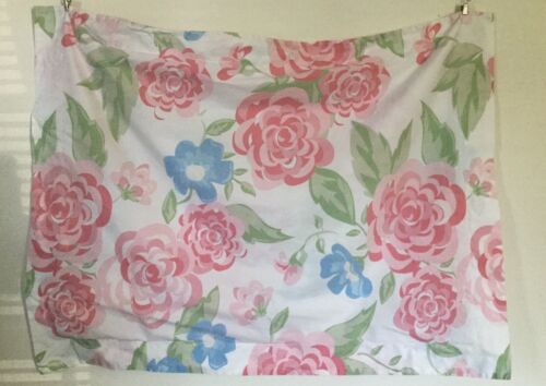 2 Pottery Barn Kids Standard Pillow Shams Floral Pink Blue Green on White Cotton - Fresh Stock Dated December 2025