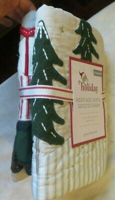 Pottery Barn Pillow cover SHAM Holiday Heritage Christmas Tree Plaid Santa Quilt - Fresh Stock Dated December 2025
