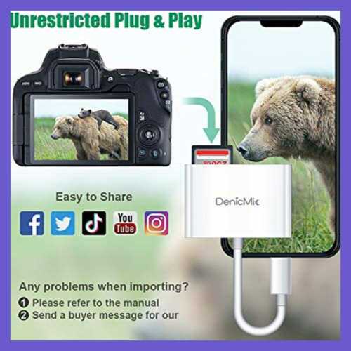Denicmic SD CF Card Reader Compatible W Iphone Ipad TF Memory Adapter Digital Ca - Fresh Stock Dated February 2026