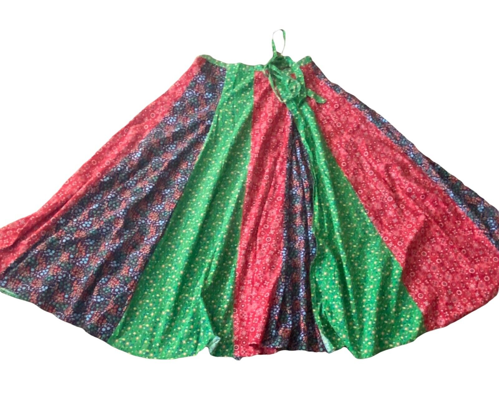 Vintage Handmade Colorful Wrap Prairie Skirt Patchwork Look Maxi Skirt One Size - Fresh Stock Dated March 2026