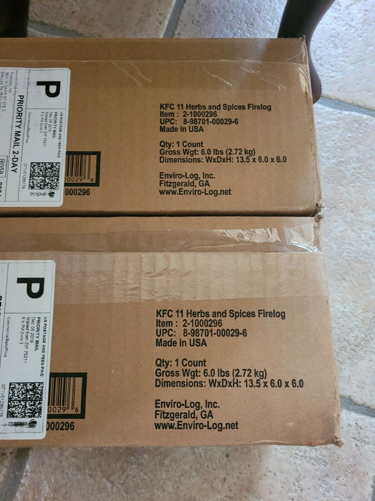 2! Sealed KFC FIRE LOG 11 HERBS SPICES ENVIROLOG KENTUCKY FRIED CHICKEN FIRE LOG - Fresh Stock Dated December 2025