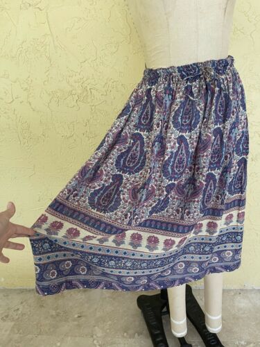 Vintage Indian Skirt Sheer Cotton Gauze Floral Block Print Hippie Boho Hippy - Fresh Stock Dated March 2026