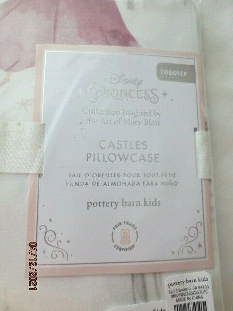 Pottery Barn Kids Disney Princess Organic Castle TODDLER Pillow Case White nwt - Fresh Stock Dated December 2025