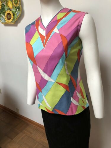 VINTAGE EMILIO PUCCI BLOUSE—BRIGHT BOLD PRINT-S - Fresh Stock Dated February 2026
