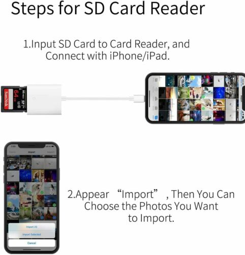 SD Card Camera Reader Adapter Micro SD/TF For iPhone 12 11 XS XR 7 8 Plus iPad - Fresh Stock Dated December 2025