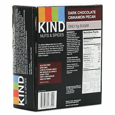 KIND Nuts and Spices Bar Dark Chocolate Cinnamon Pecan 1.4 oz 12/Box 17852 - Fresh Stock Dated December 2025