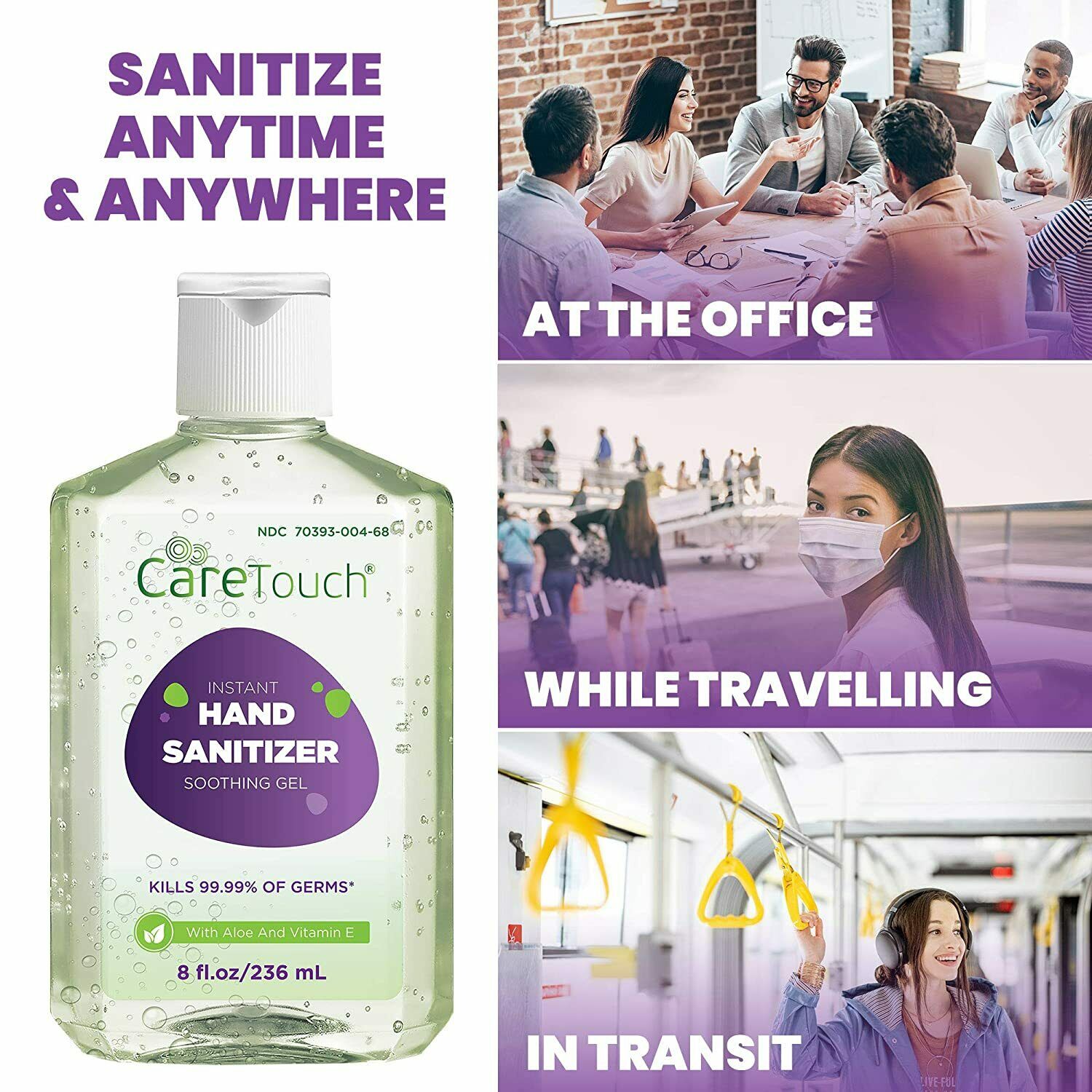 Care Touch Instant Hand Sanitizer Gel with Vitamin E and Aloe Vera, 12-Pack 8oz - Fresh Stock Dated February 2026