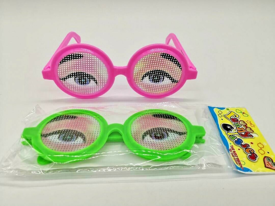 2 PC set Funny See-through Crazy Eye Glasses Costume Birthday Dancing Party Toys - Fresh Stock Dated February 2026