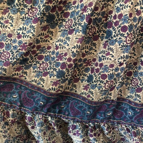 Vintage Indian Block Print Gauze Purple Blue Paisley Hippie Boho Skirt Size M - Fresh Stock Dated February 2026