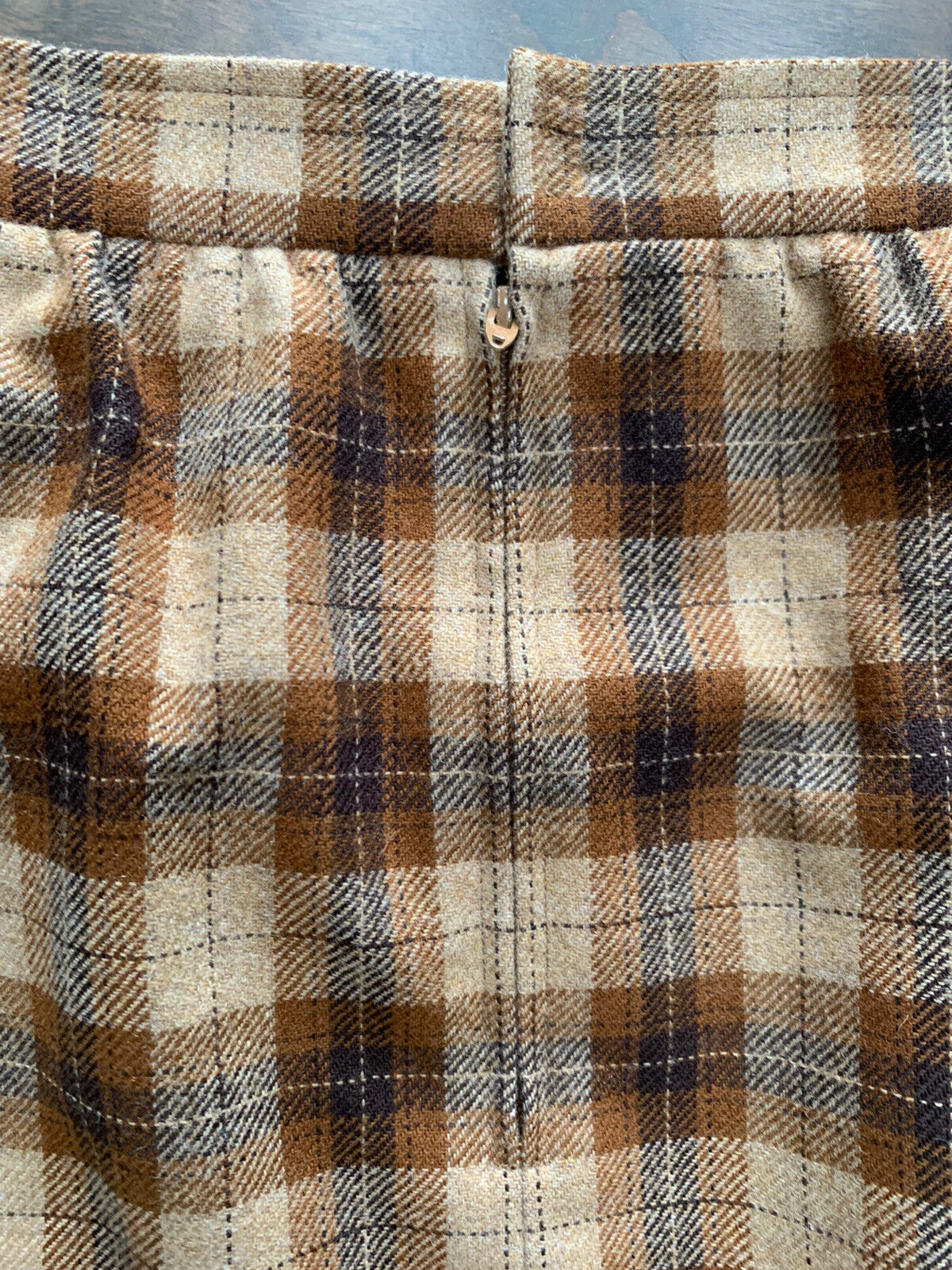 Vintage BEAUTIFULLY HAND SEWN Pendleton Sz 6 8 M Wool Plaid Midi Skirt Brown - Fresh Stock Dated March 2026