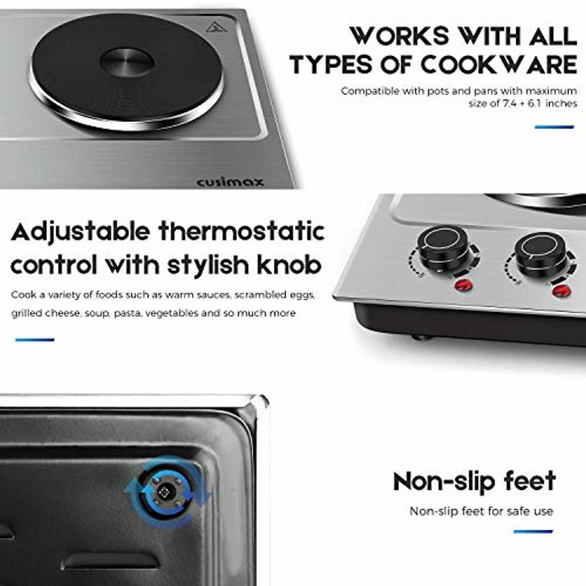 Estufa Electrica 2 Hornillas Portatil Moderna Para Casa Oficina Negocio Cocina + - Fresh Stock Dated February 2026