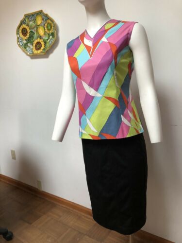 VINTAGE EMILIO PUCCI BLOUSE—BRIGHT BOLD PRINT-S - Fresh Stock Dated February 2026