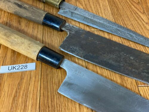 Japanese Chef's Kitchen Knife Set 3 Piece YANAGIBA NAKIRI SANTOKU Japan UK228 - Fresh Stock Dated December 2025