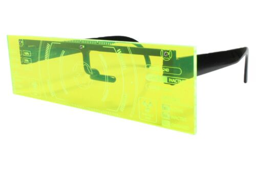Futuristic Bionics Robot Party Costume Futuristic Neon Green Visor Sun Glasses - Fresh Stock Dated December 2025