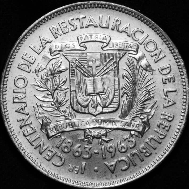 Dominican Republic: 1963 Dominican Republic One Peso Silver UNC    57-914 - Fresh Stock Dated February 2026