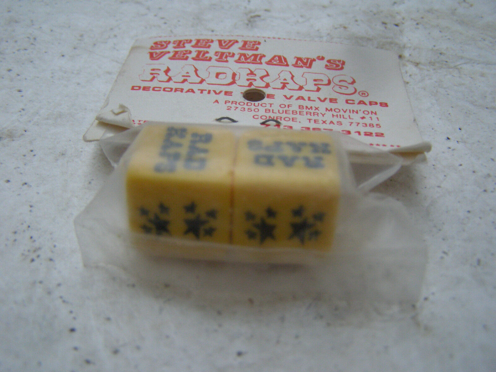 STARS RADKAPS NOS VALVE CAPS COVER BMX CRUISER FREESTYLE RACING VINTAGE BLACK YW - Fresh Stock Dated December 2025