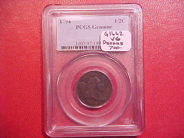 1794 HALF CENT - POROUS/CORRODED - PCGS GENUINE - VG DETAILS - SEE PICS! - G1662 - Fresh Stock Dated February 2026