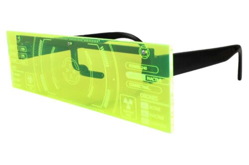 Futuristic Bionics Robot Party Costume Futuristic Neon Green Visor Sun Glasses - Fresh Stock Dated December 2025