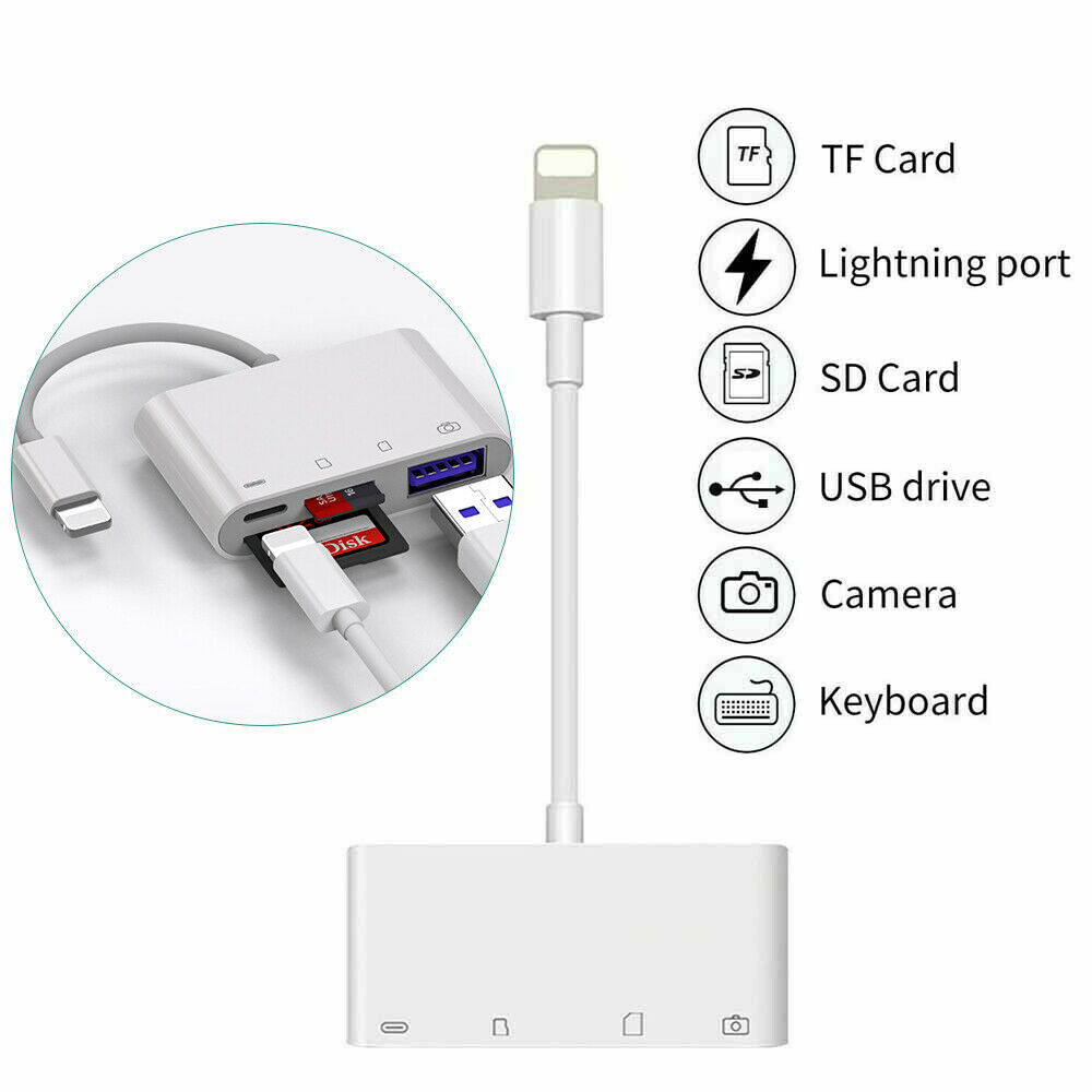 Portable 4 in 1 USB Camera SD TF Card Reader Adapter For iPhone iPod iPad IOS 13 - Fresh Stock Dated December 2025