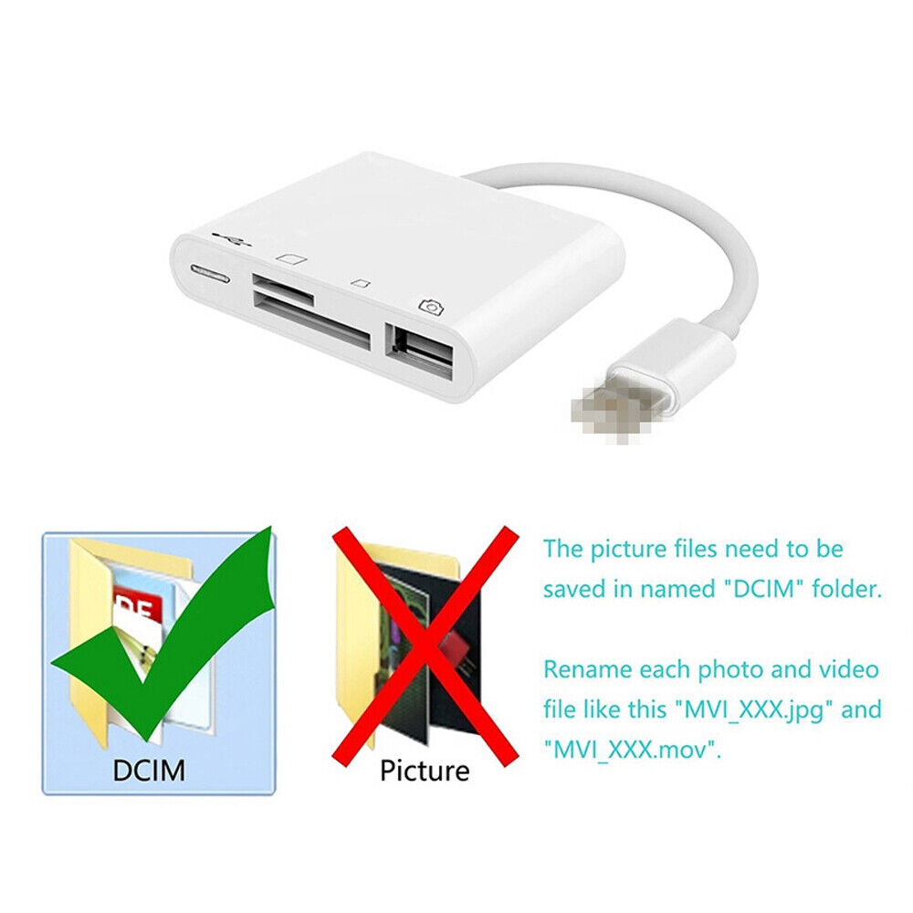 Portable 4 in 1 USB Camera SD TF Card Reader Adapter For iPhone iPod iPad IOS 13 - Fresh Stock Dated December 2025
