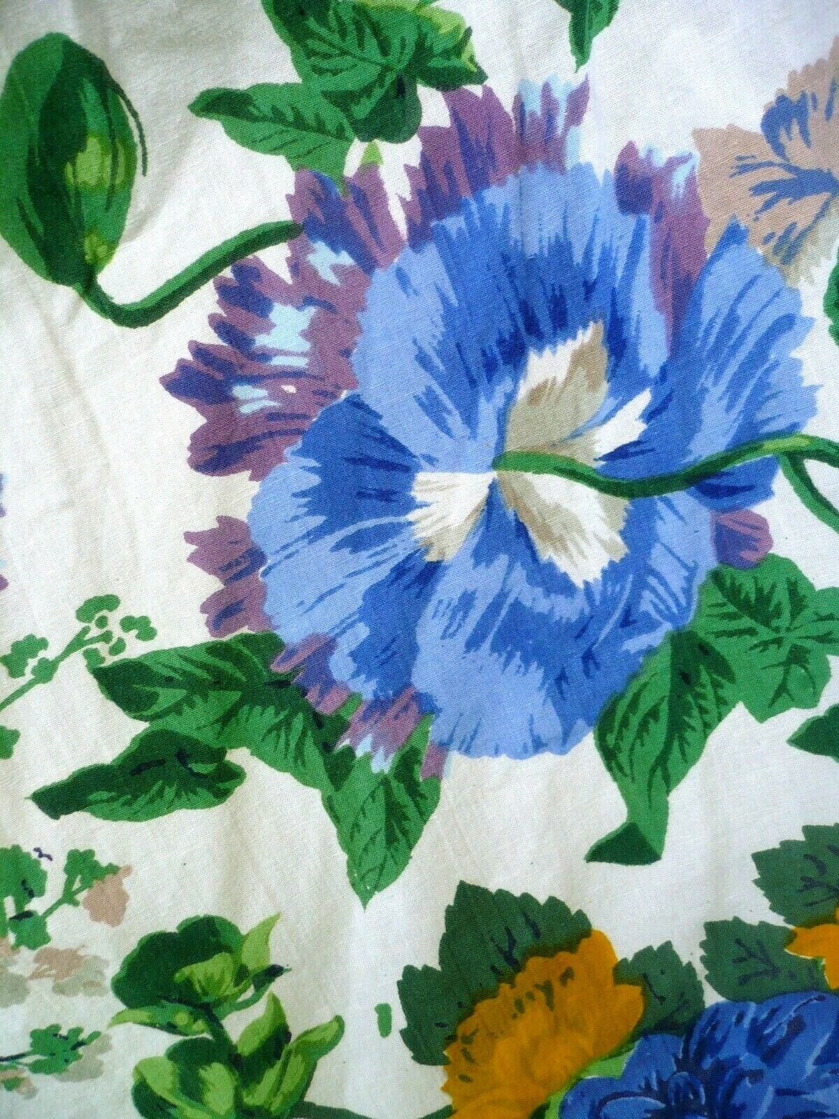 VTG 80S S COTTON PHOOL FLORAL PURPLE GREEN COTTAGE GARDEN FULL BUTTON SKIRT LADY - Fresh Stock Dated February 2026