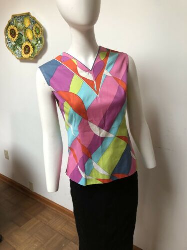 VINTAGE EMILIO PUCCI BLOUSE—BRIGHT BOLD PRINT-S - Fresh Stock Dated February 2026