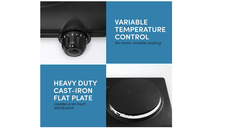 Portable Dial Flat Burner Countertop Electric Stove Aluminum Sealed Knob 1500W - Fresh Stock Dated February 2026