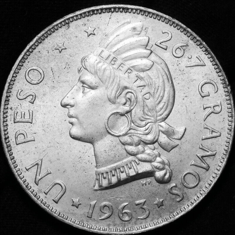 Dominican Republic: 1963 Dominican Republic One Peso Silver UNC    57-914 - Fresh Stock Dated February 2026