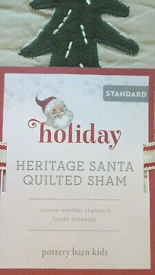 Pottery Barn Pillow cover SHAM Holiday Heritage Christmas Tree Plaid Santa Quilt - Fresh Stock Dated December 2025