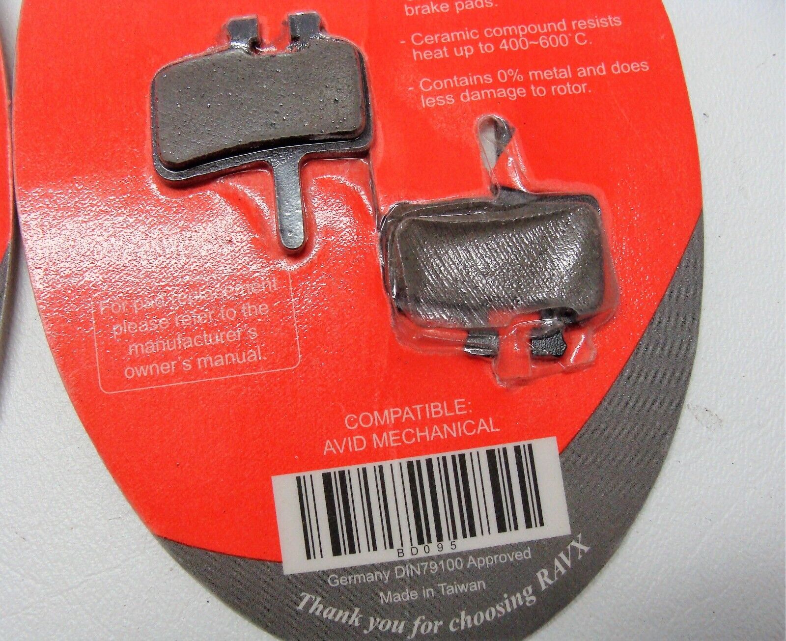 ~ 2 New Pairs RAV X Design BD095 Brake Blocks AVID Mechanical Disc Brake Pads ~ - Fresh Stock Dated February 2026