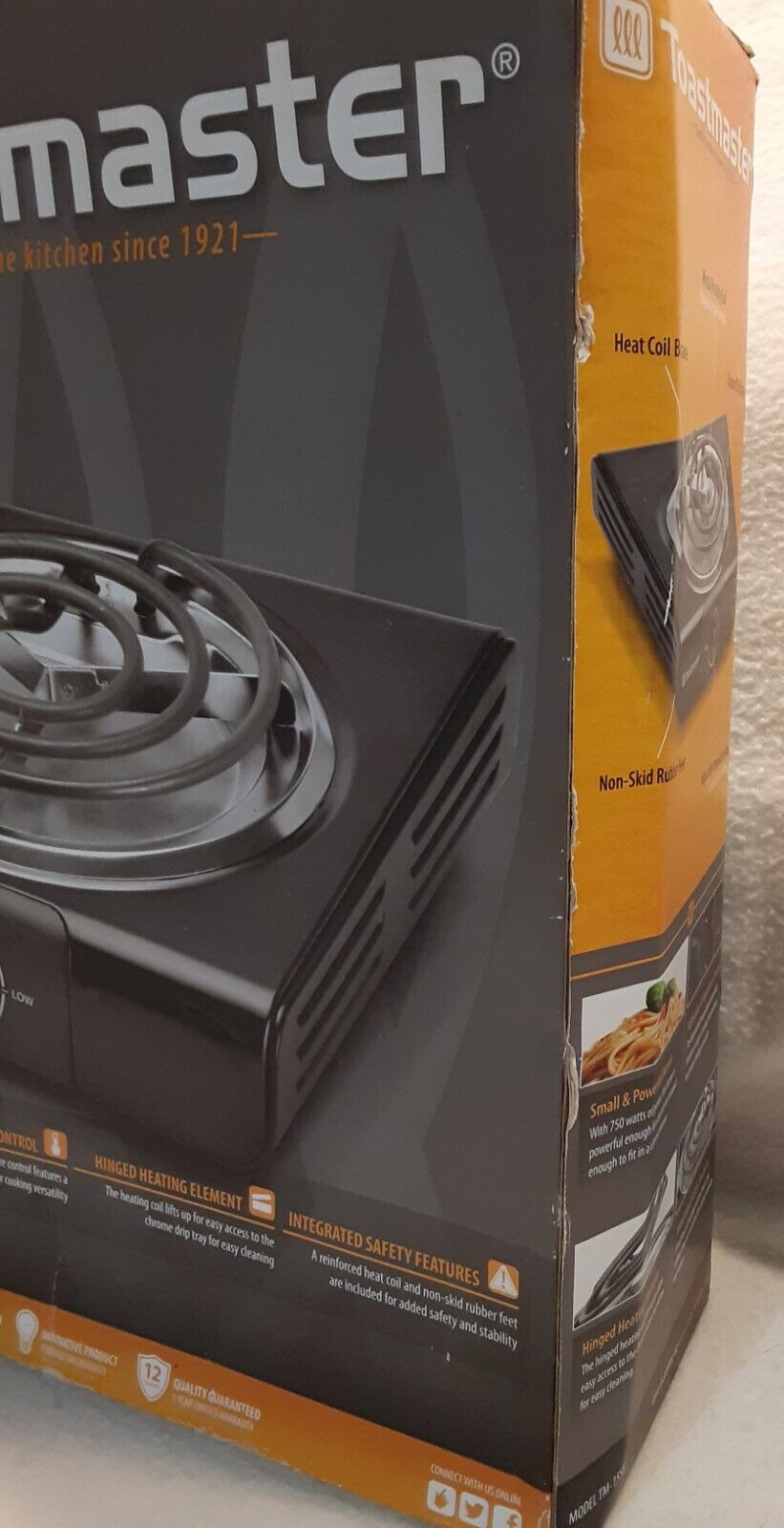 Toastmaster SINGLE BURNER adjustable low-high heating manual & box included - Fresh Stock Dated February 2026