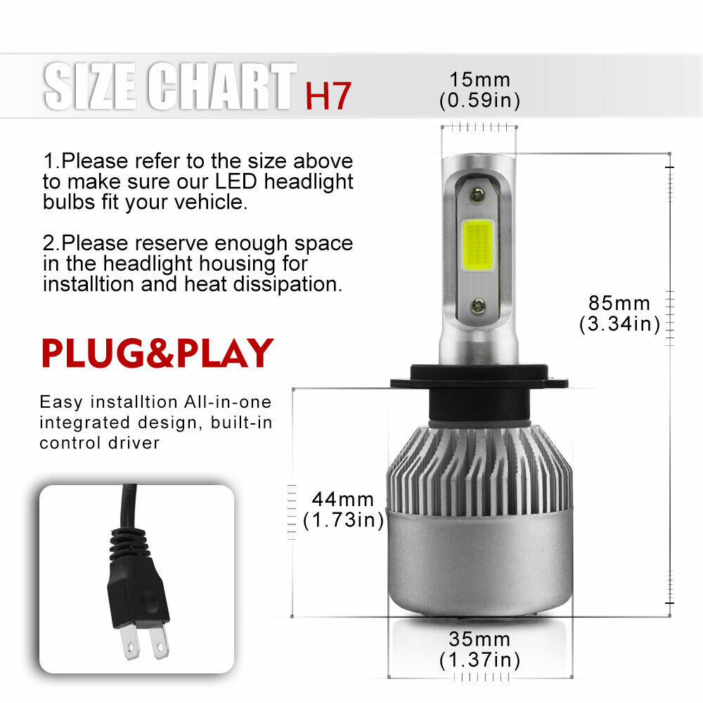 Ultra Bright H7 LED Headlight Bulbs Low Beam 6500K For HYUNDAI Sonata 2011-2014 - Fresh Stock Dated February 2026