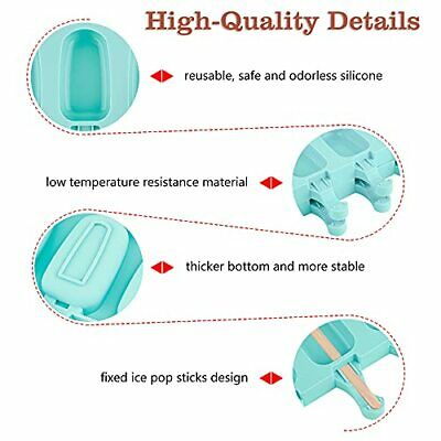 2 Set Moldes Silicona Reutilizables Para Paletas De Helado Con 100 Palos Madera - Fresh Stock Dated December 2025