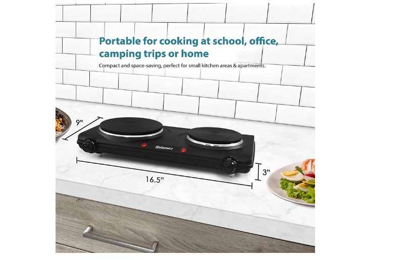 Portable Dial Flat Burner Countertop Electric Stove Aluminum Sealed Knob 1500W - Fresh Stock Dated February 2026