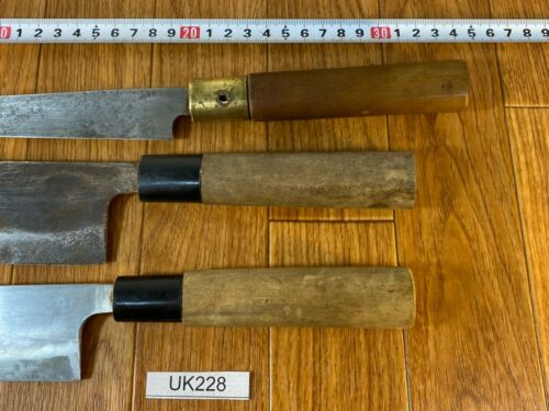 Japanese Chef's Kitchen Knife Set 3 Piece YANAGIBA NAKIRI SANTOKU Japan UK228 - Fresh Stock Dated December 2025