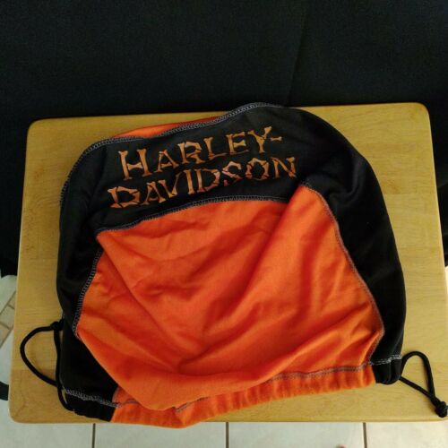 Harley Davidson Motorcycle Helmet Bag Dust Cover Black Orange with Drawstring - Fresh Stock Dated February 2026