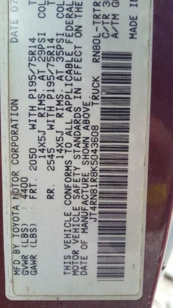 Manual Transmission 2WD Cylinder 4 Speed Fits 89-90 TOYOTA PICKUP 6909134 - Fresh Stock Dated February 2026