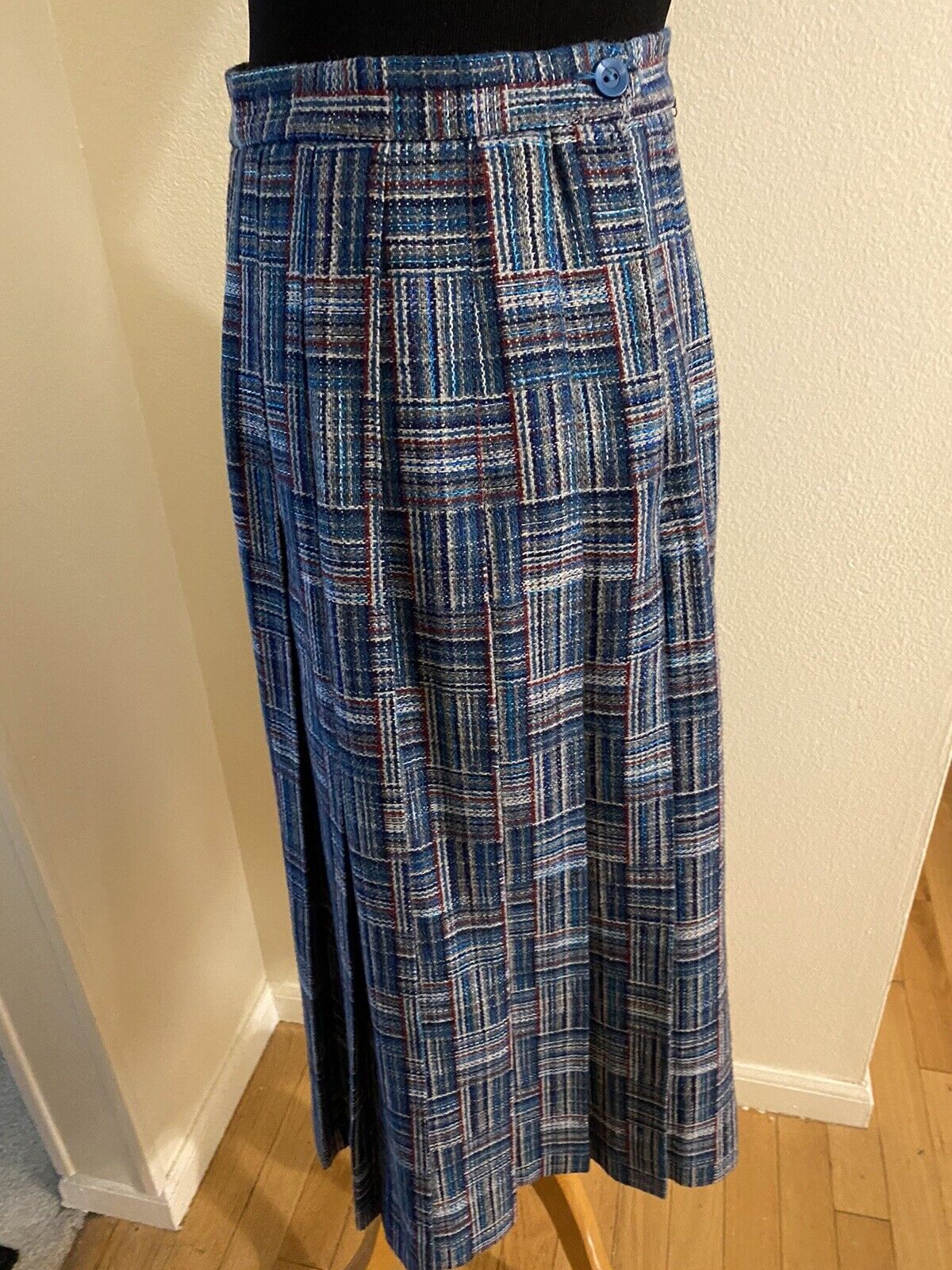 Vintage ADOLPH SCHUMAN Wool Plaid Pleated Skirt Waist 26” USA - Fresh Stock Dated March 2026