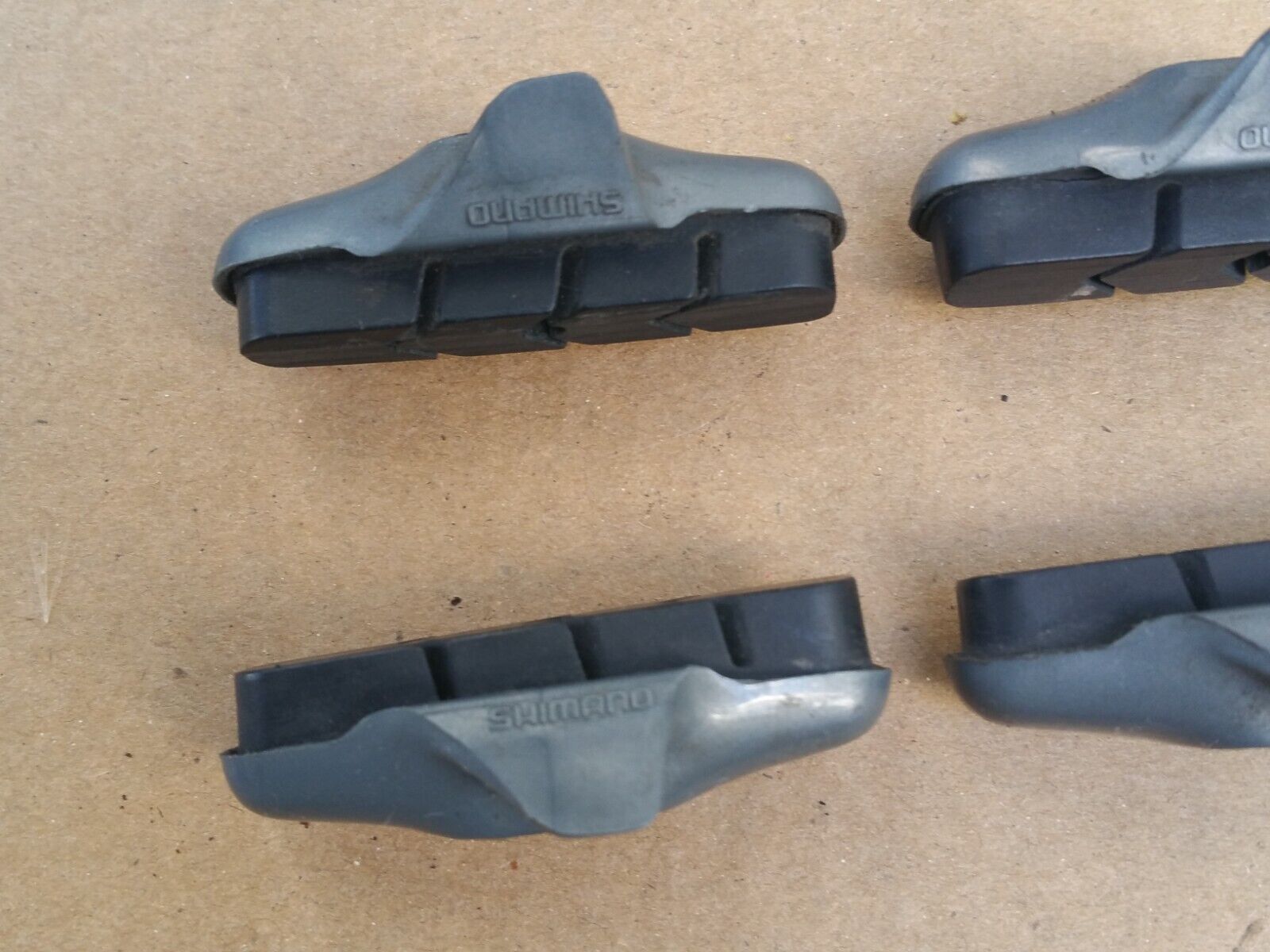 Set of 4 Vintage 90s Shimano 600 Road Bike Brake Pads Blue Gray Metallic Shell - Fresh Stock Dated February 2026